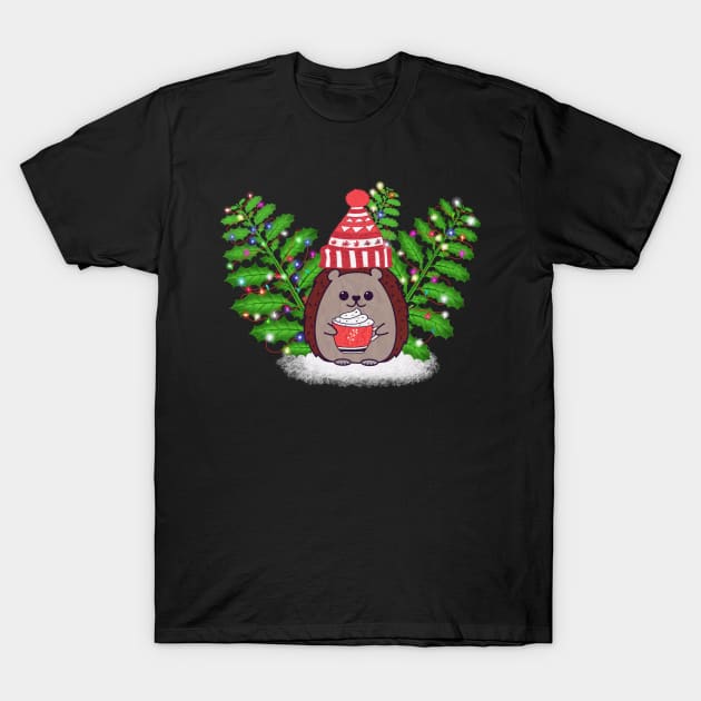 Christmas Hedgehog T-Shirt by Anastasiya Malakhova